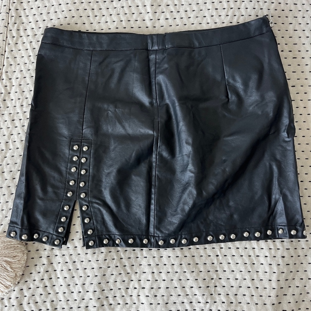 Faux leather studded skirt